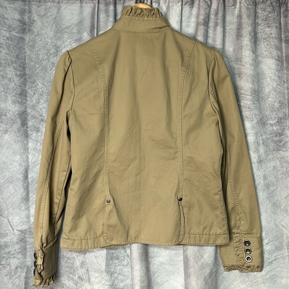 Eddie Bauer Khaki Ruffle Collar Safari Jacket with Ruffle Cuffs - MP - Picture 11 of 16